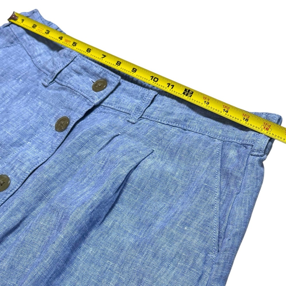 Lands' End Blue 100% Linen Button Front‎ Midi A-Line Skirt Coastal Prairie 12 - Picture 9 of 10
